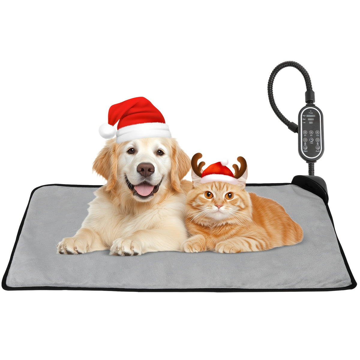 Automatic Pet Heating Pad for Dogs and Cats, 10-Second Rapid Warm-Up, Selectable Heating Time, Manual and Automatic Modes in Small and Large