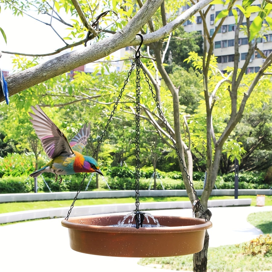 Hanging Solar Bird Bath Fountain with 30 cm Basin, Solar Water Pump and Spray Nozzles for Outdoor Garden, Patio and Backyard Decor