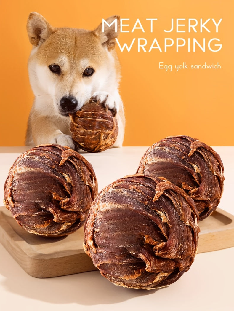 Duck Egg Yolk Dog Treat Balls, 100g Meat-Wrapped Filled Chew Snacks for Supervised Reward Time, Everyday Treats and Dog Lover Gift Baskets