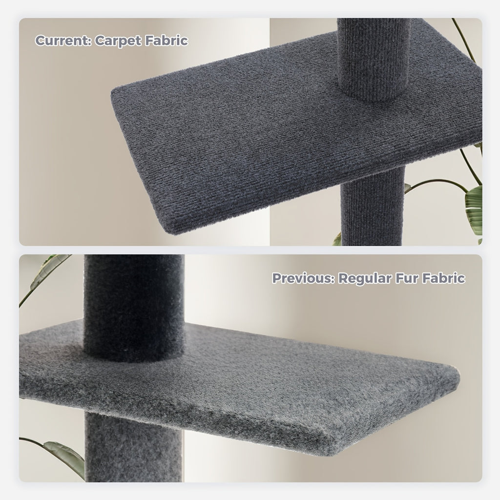 Floor to Ceiling Cat Tree, 90–107 Inch Adjustable 4-Tier Indoor Cat Tower with Tension Rod and Soft Carpet-Style Platforms for Climbing and Rest