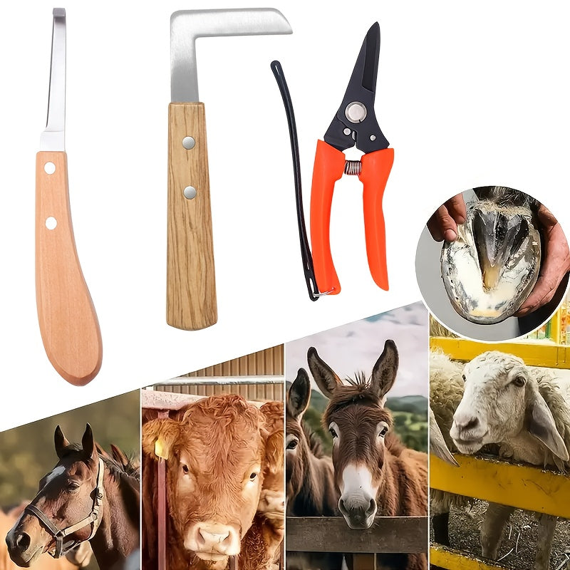 Farrier Tool Kit 9-Piece with Hoof Nippers, Mini Rasp, Hoof File, Knife and Storage Bag for Horse and Goat Hoof Care by Experienced Handlers