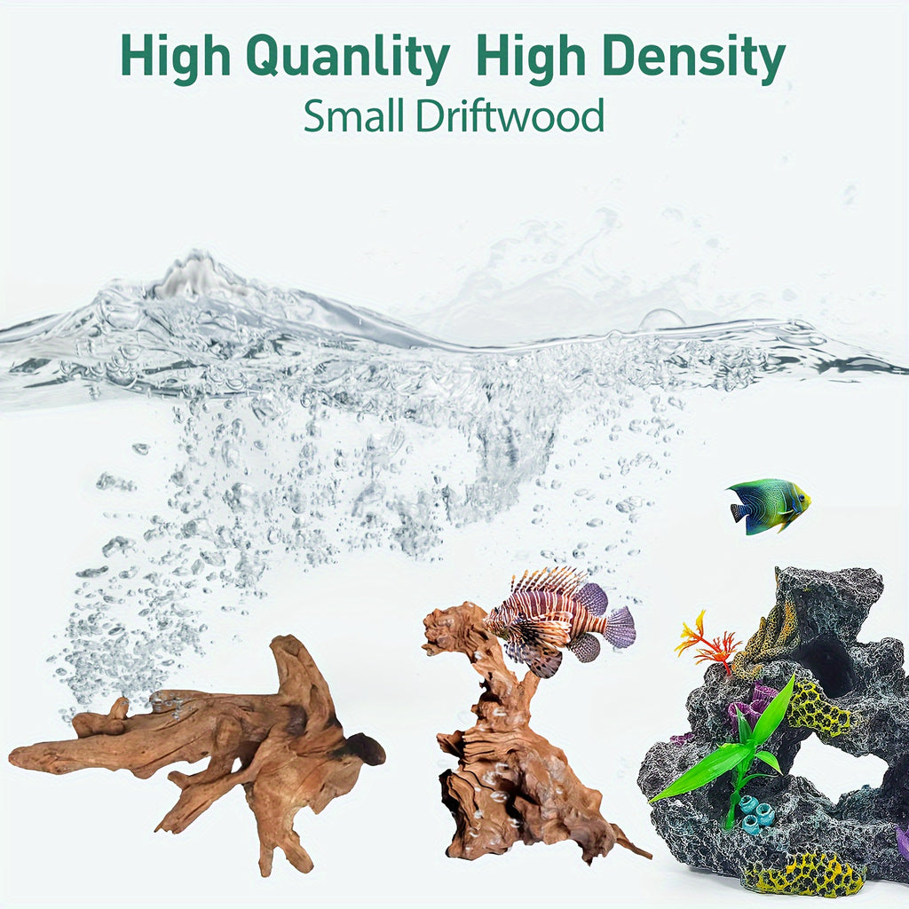 Small Aquarium Driftwood 5 Pack, 4-8 Inch Assorted Natural Wood Branches for Fish Tank Aquascaping, Reptile Terrarium Decor and Custom Habitat Layouts