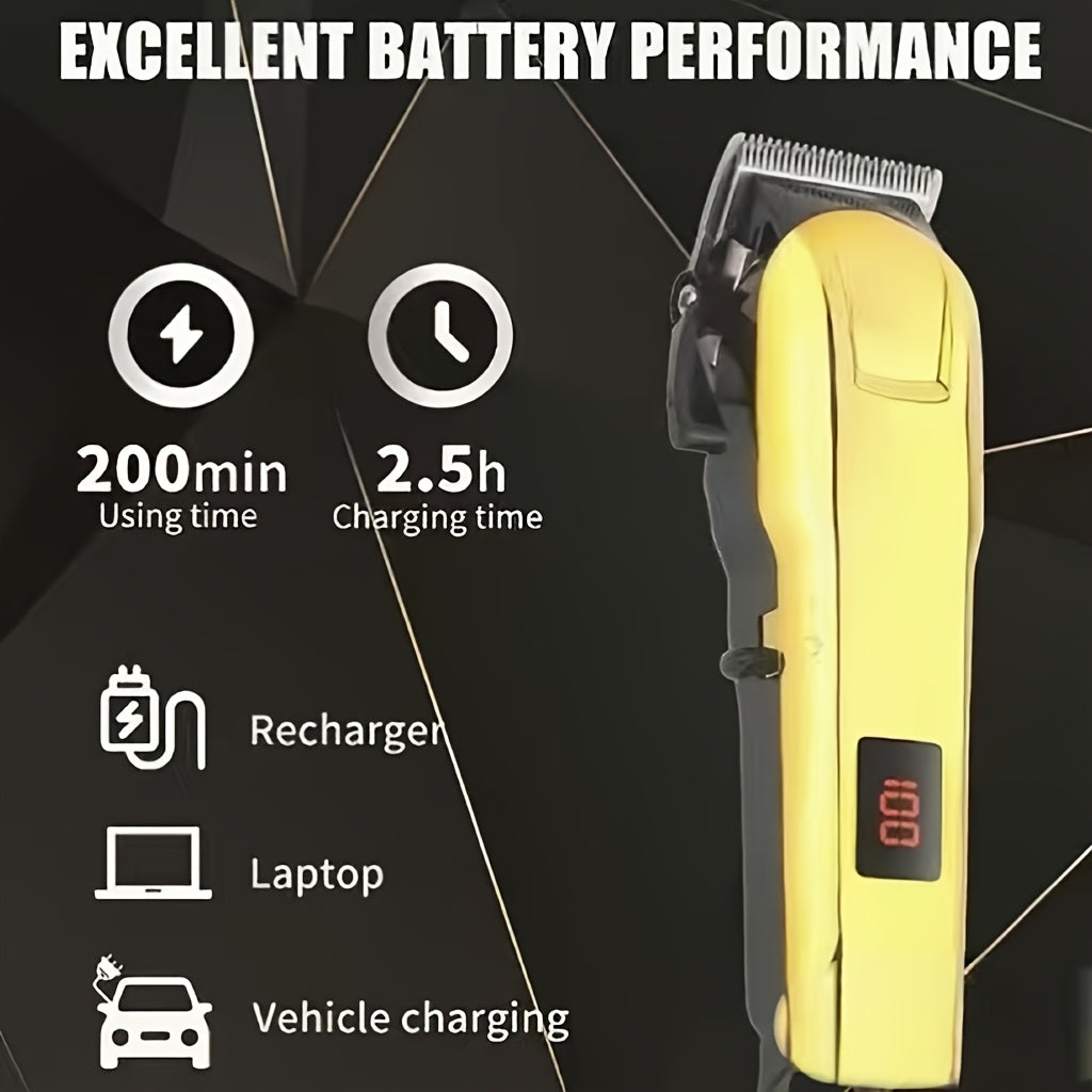 Cordless Horse Clippers with LCD Display, Rechargeable Gold Grooming Trimmer with Adjustable Blade and Separate Pink Pet Clipper Option