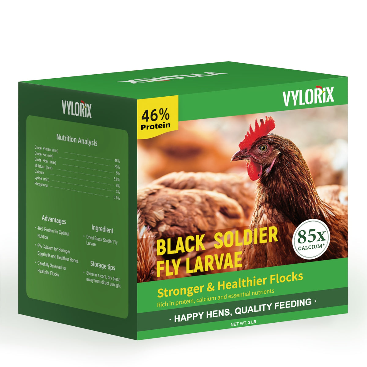 Dried BSFL Grubs for Chickens, Black Soldier Fly Larvae Treats with 46% Protein and 6% Calcium for Hens, Ducks and Birds, 2, 5 or 10 lb