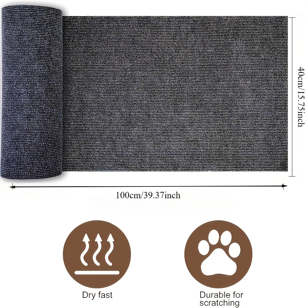 Indoor Cat Scratching Pad with Self-Adhesive Backing, Sofa and Wall Protection Scratcher for Cat Activity Areas in Dark Gray, Black or Light Grey