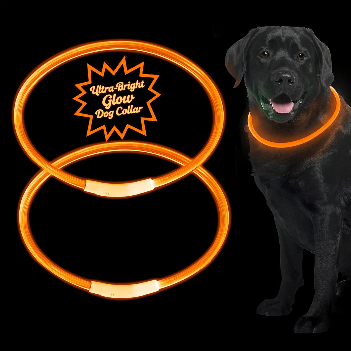 Rechargeable LED Dog Collar with Cut-to-Fit Glow Tube, 3-Mode Light Up Neck Ring for Night Walking and Running, Single and Multi-Pack Color Options