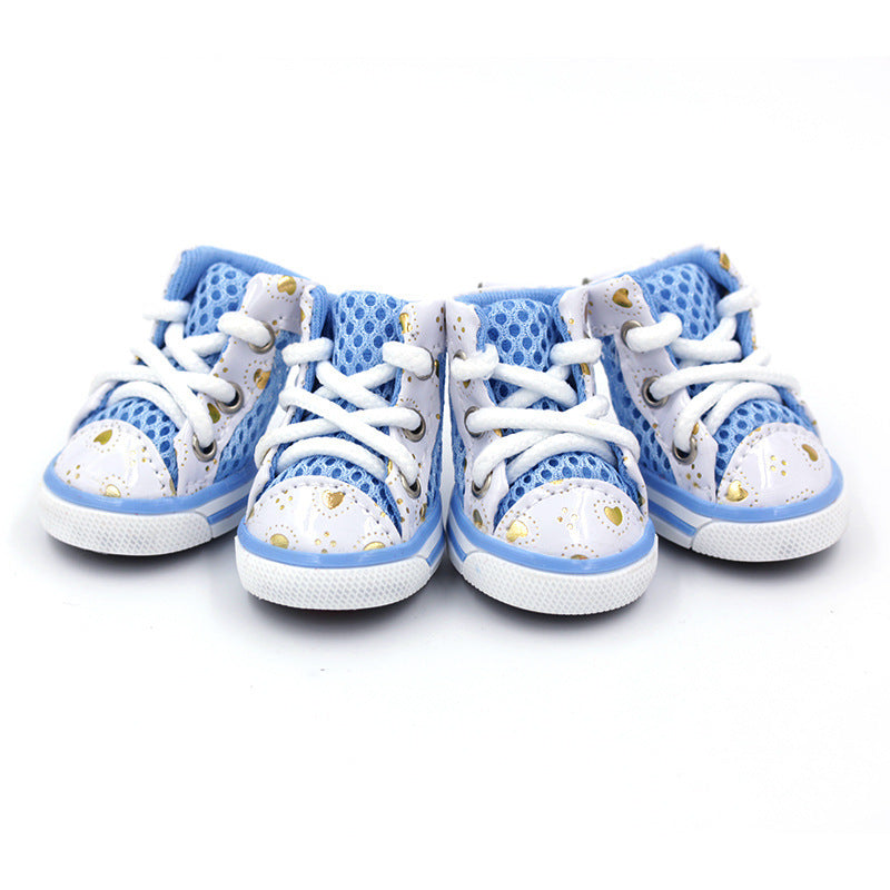 Dog Shoes for Small Dogs, Breathable Mesh Lace-Up Pet Sneakers for Chihuahua and Toy Poodle, Casual Paw Covers in Four Colors, XS-XL