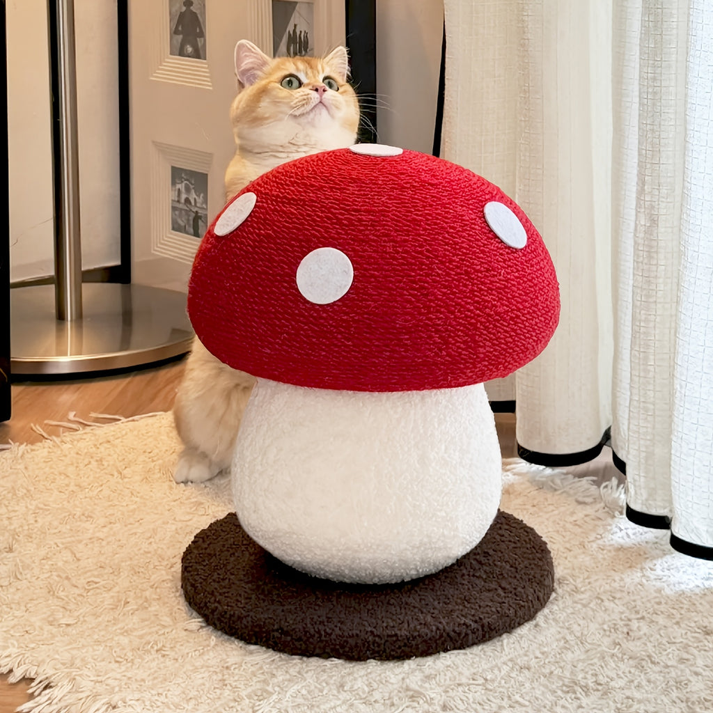 Mushroom Cat Scratching Post with Sisal Surface, Interactive Cat Scratcher Toy for Indoor Cats and Kittens, Everyday Scratch and Play