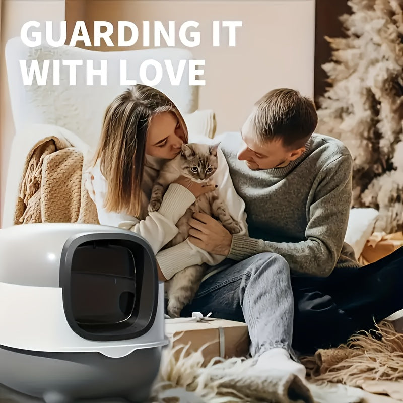 Enclosed Cat Litter Box with Covered Privacy Design, Extra-Large Listed Pet Toilet for Indoor Cat Potty Routines in Gray, Purple or Blue