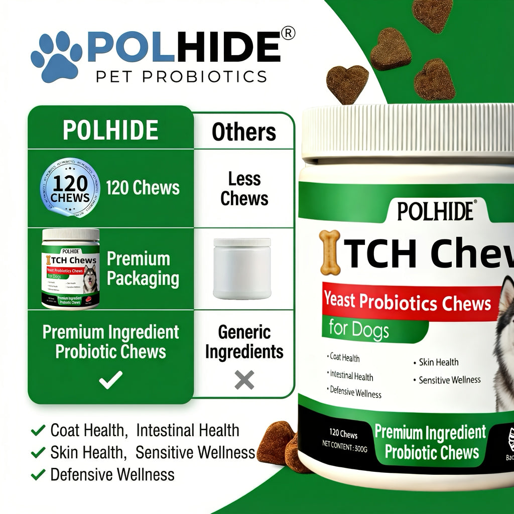 Dog Probiotic Supplement Chews, 120 Count Meat Flavor Yeast Soft Chews in One Bottle for Everyday Canine Skin, Coat and Digestive Care Routines