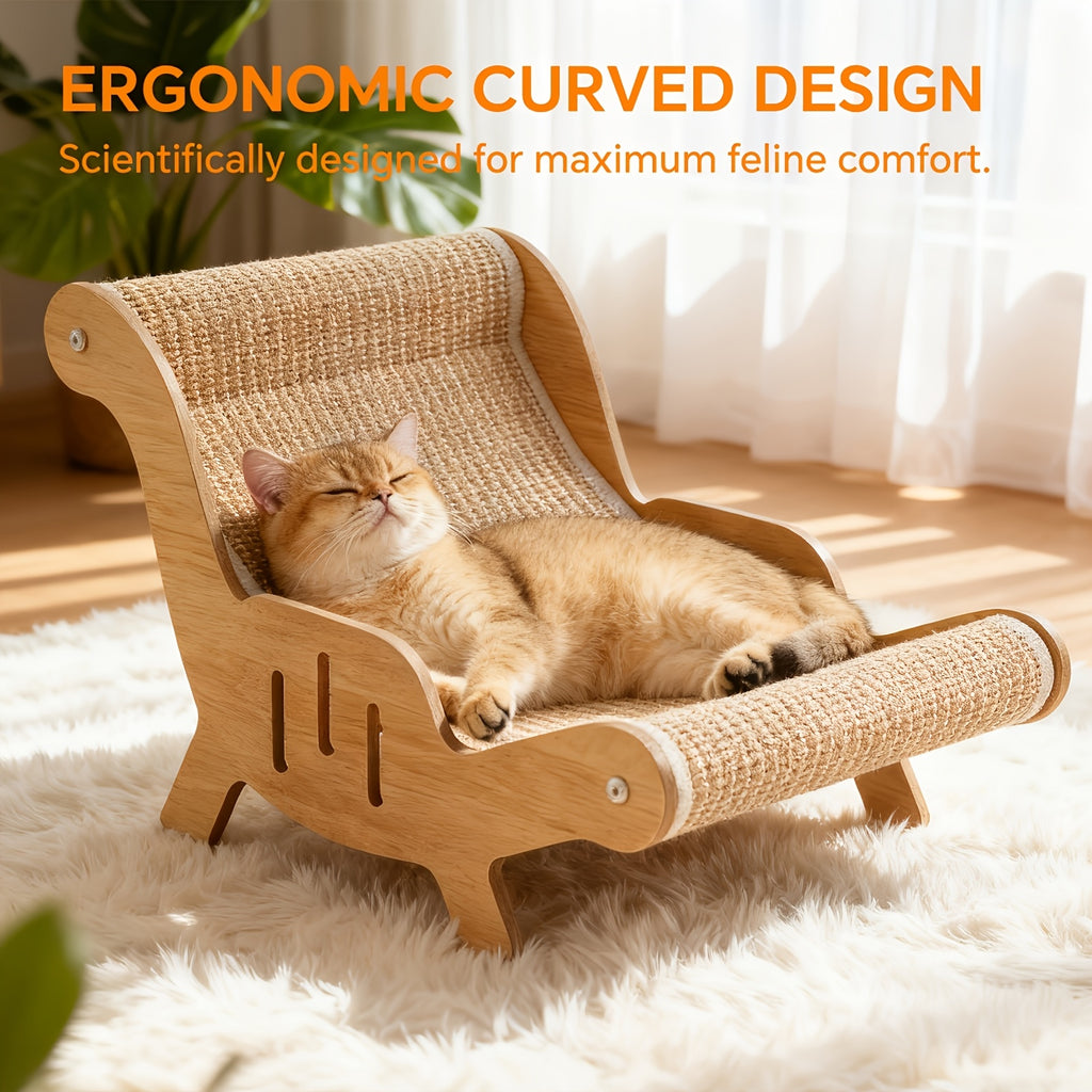Cat Scratcher Lounge Chair with Natural Sisal, 2-in-1 Sofa Style Cat Bed for Indoor Scratching, Stretching, Napping and Everyday Play