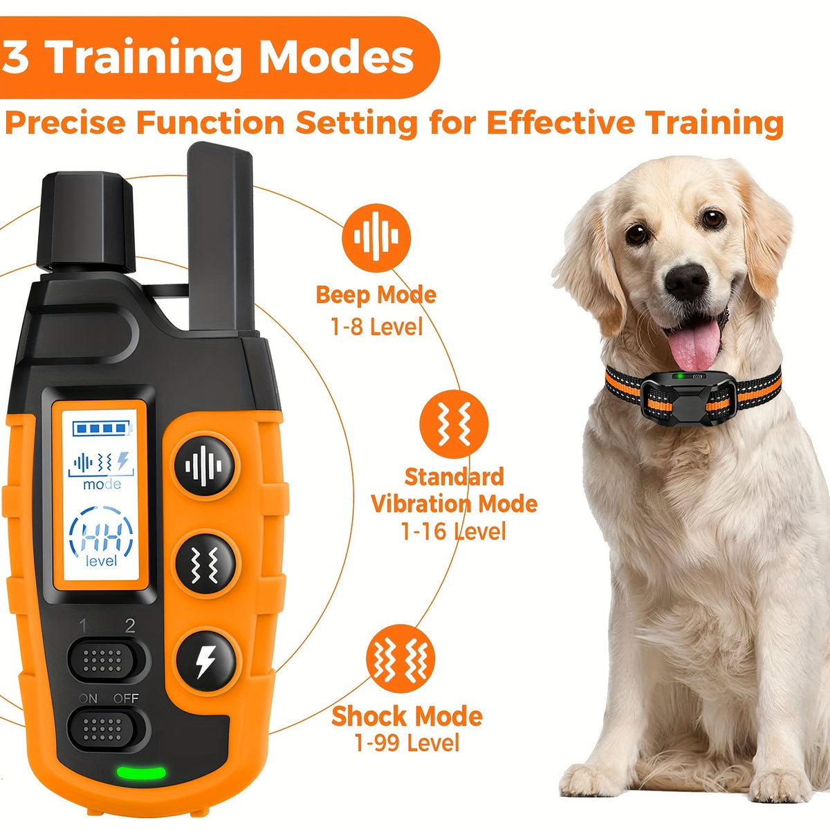 Rechargeable Dog Training Collar for 2 Dogs, 2800ft Listed Remote Range with Beep, Vibration and Static Stimulation for Supervised Training