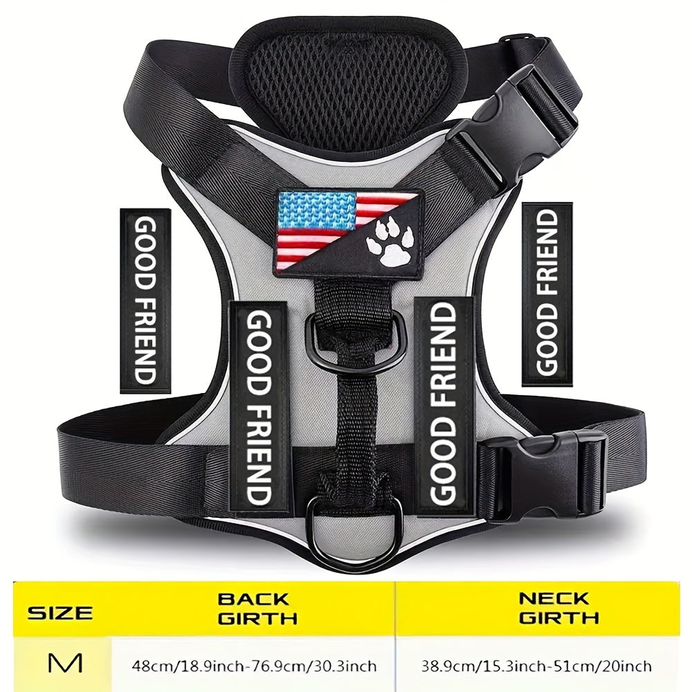 Service Dog Harness with 5 Removable Patches, Reflective Adjustable Soft Oxford Dog Vest with Inner Mesh Layer and ID System for Small Medium Large Dogs, Public Access and Mobility Aid Vest for Walking