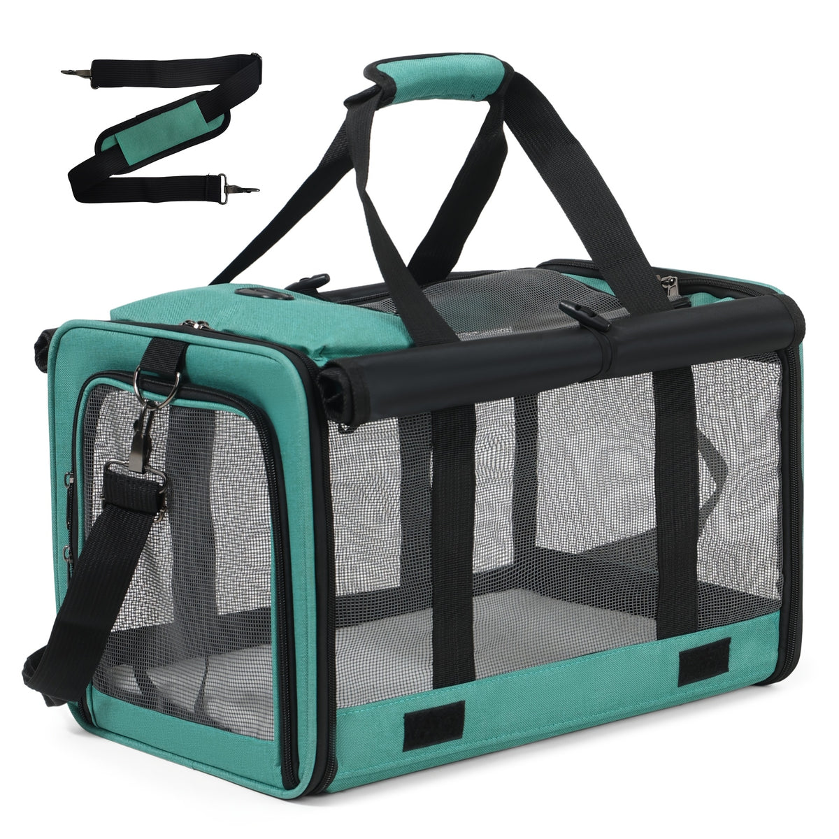 Oxford Pet Carrier for Cats and Small Dogs, Soft-Sided Collapsible Travel Bag with Breathable Design, Privacy Features and Optional Collar Set