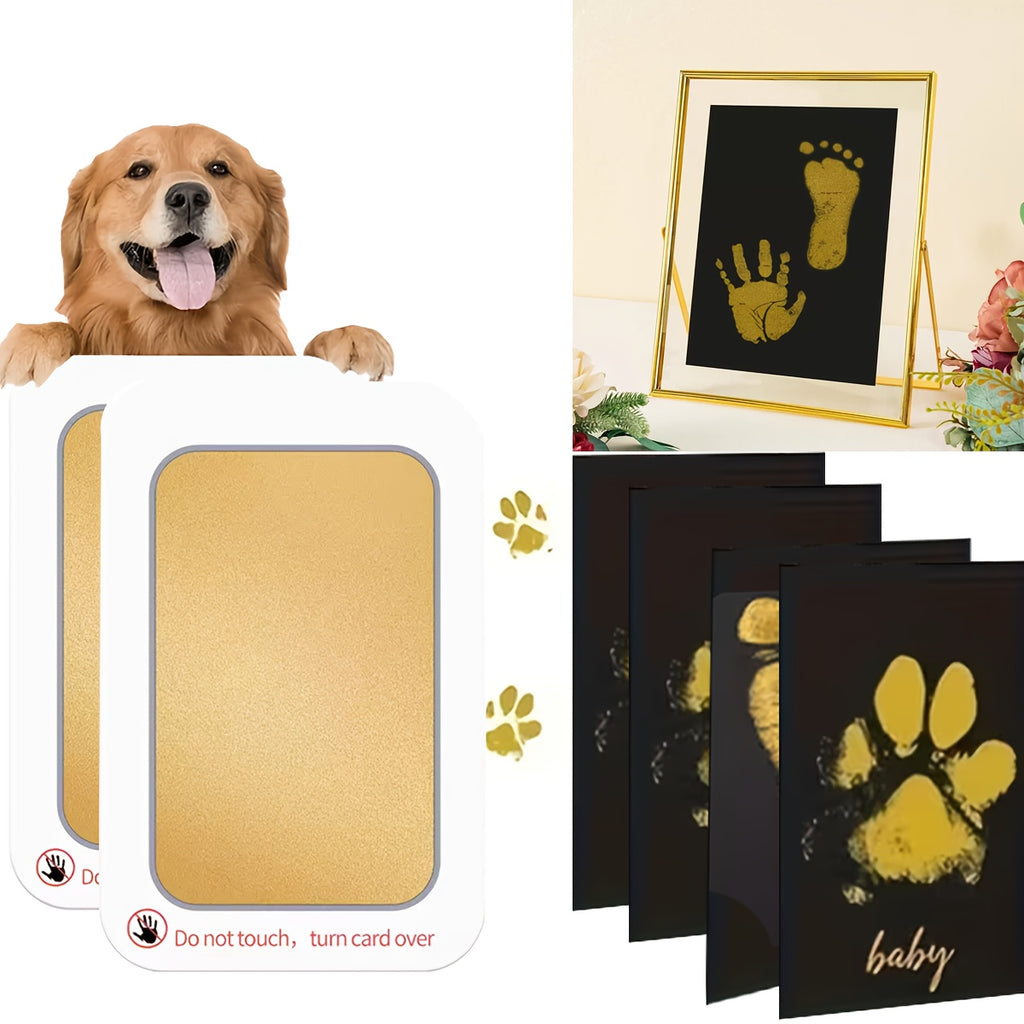 Pet Paw Print Kit in Golden Style for Dogs and Cats, Keepsake Printing Tool Set for Pet Memories and Pet Lover Gifts, 2 Boxes of 3 Sheets