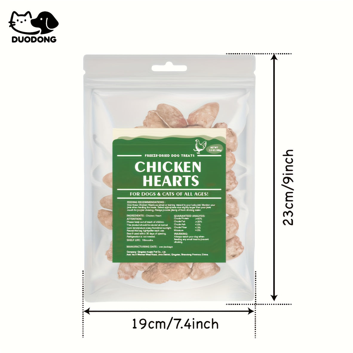 Freeze-Dried Chicken Hearts 300g for Cats and Dogs, Single-Ingredient Grain-Free Meat Treats for Training Rewards, Food Toppers and Snack Time