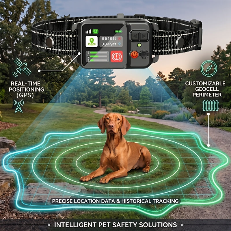 Adjustable GPS Wireless Dog Fence with 49–6561 ft Listed Range, Rechargeable Boundary Training Collar with Beep, Vibration and Static Modes for Outdoor Yards