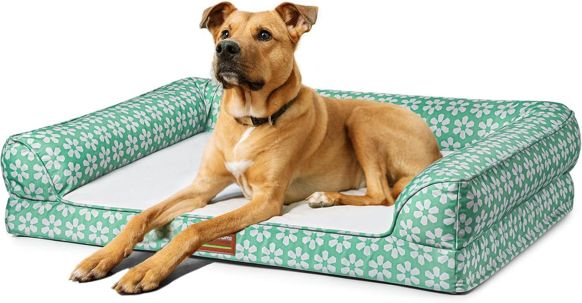 Dog Bed with Removable Bolsters, Egg Crate Foam Pet Sofa with Machine Washable Cover and Non-Slip Bottom, M L XL Sizes in Three Color Options