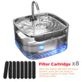 Cat Drinking Fountain 2.2L with Stainless Steel Lid and LED Light, Quiet Automatic Pet Water Dispenser for Indoor Cats and Small Dogs, Filter Bundle Options
