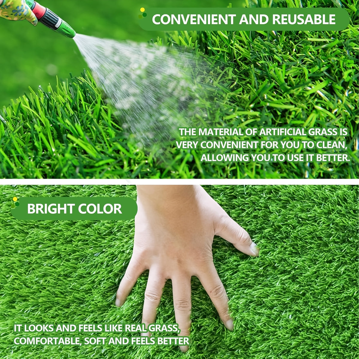 Washable Dog Potty Grass Mats with Drainage Holes and Rubber Backing, Reusable Artificial Turf Pads in Four Sizes for Indoor Training and Outdoor Use