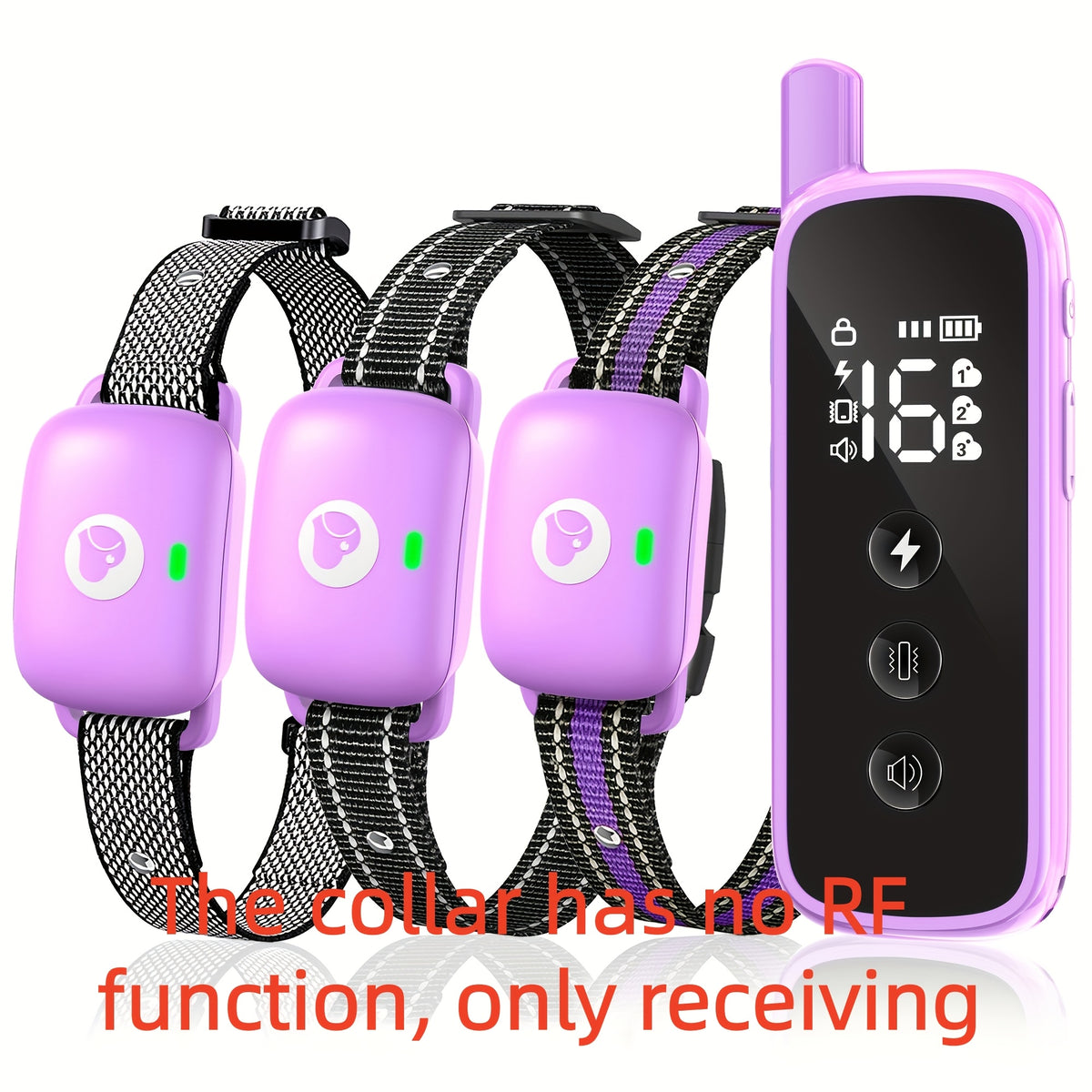 Dog Training Collar with Keypad Lock, 2600ft Listed Remote Range, Rechargeable Beep, Vibration and Static Modes, Orange or Purple Options for 1 to 3 Dogs