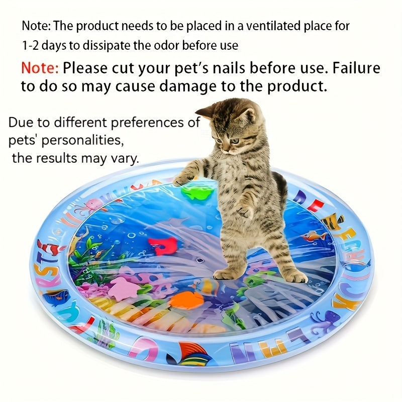 Cat Water Play Mat for Indoor Cats, PVC Floating Fish Activity Toy in Dolphin Style, Battery-Free Interactive Enrichment for Kittens