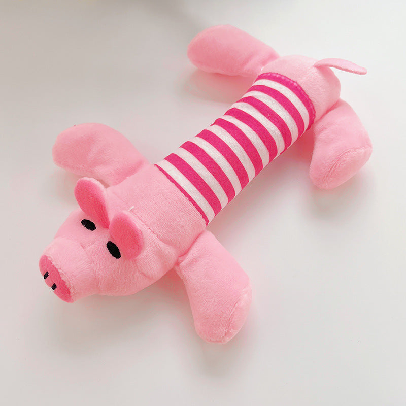 Squeaky Dog Toys with Striped Plush Design, 3 Pack 7.5 Inch Soft Stuffed Animal Toys in Assorted Colors for Small and Medium Dogs, Supervised Gentle Play