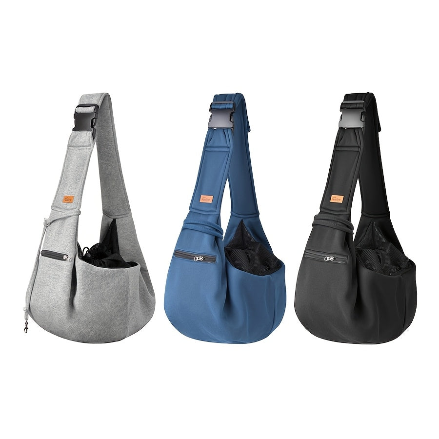 Dog Carrier Sling with Adjustable Shoulder Fit for Carrying Puppies and Cats, Pet Travel Shoulder Bag in Black, Gray or Blue for Everyday Outings