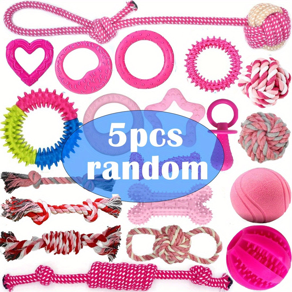 Puppy Chew Toy Variety Pack, Random 5 or 8 Piece Small Dog Toy Bundle for Supervised Teething Play, Interactive Indoor Games and New Puppy Gifts