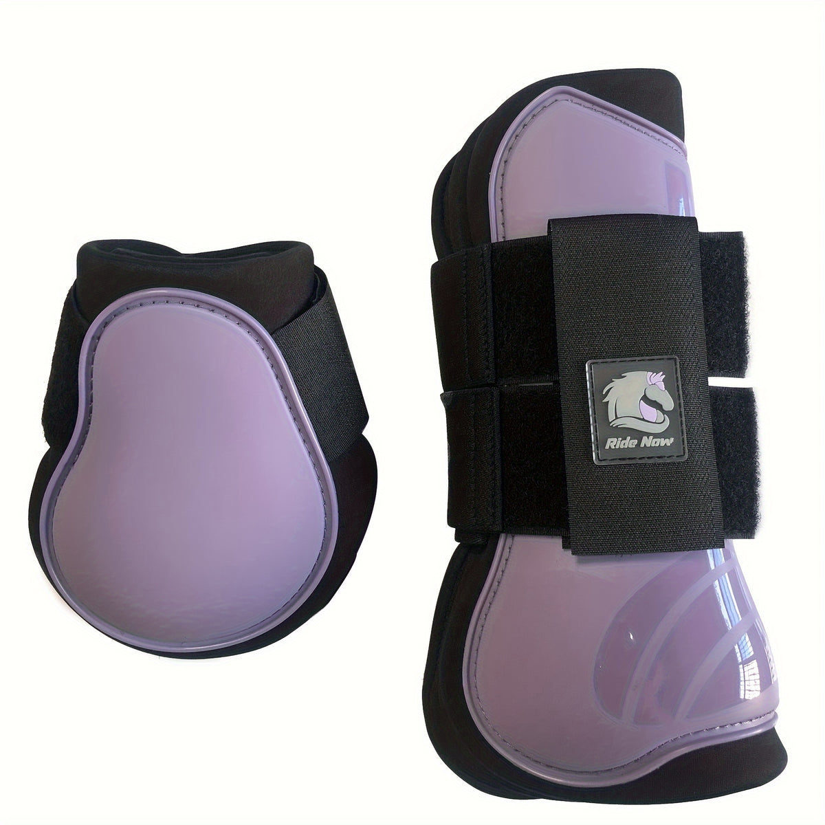 Horse Tendon Boots Set of 4, Open Front and Fetlock Leg Guards in PU and Neoprene for Riding, Jumping and Training, FULL and COB Size Options