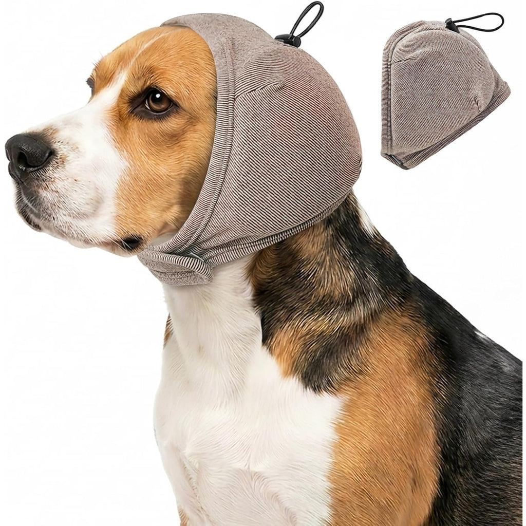 Dog Grooming Hood with Foam Pad, Adjustable Head Wrap for Supervised Bathing and Grooming Routines, Brown Dark Gray or Crimson in S M L