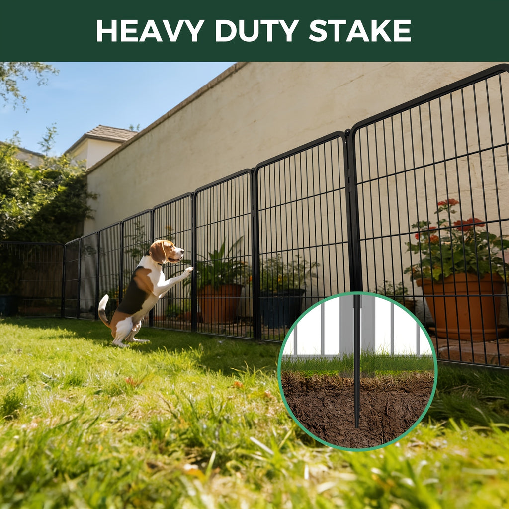 Dog Exercise Pen with Gate, Heavy-Duty Metal Dog Playpen in 8 to 48 Panel Options, Black or White Indoor Outdoor Fence for Yard and RV Camping