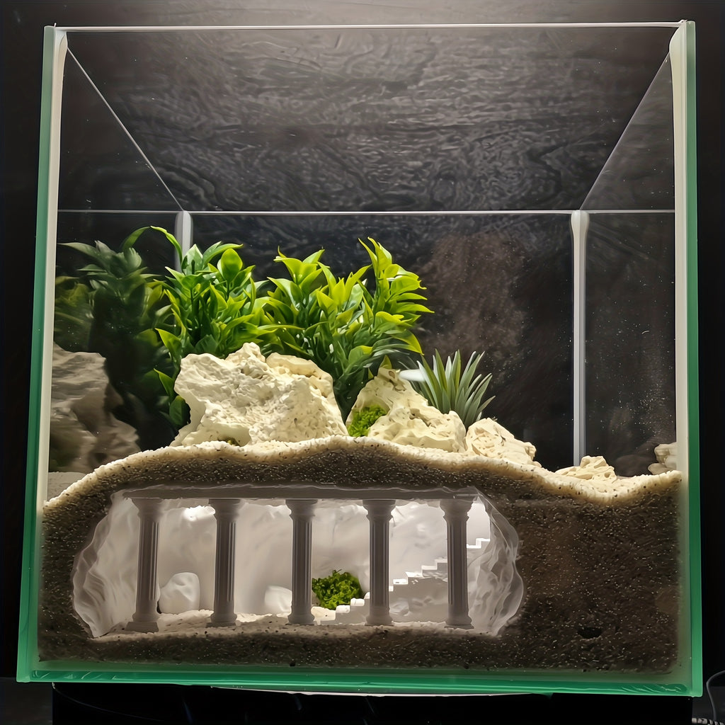 Aquarium Castle Decoration with Betta Hideout Caves, White PLA Palace Ornament for Fish Tank Aquascaping and Fish Enthusiast Gifts