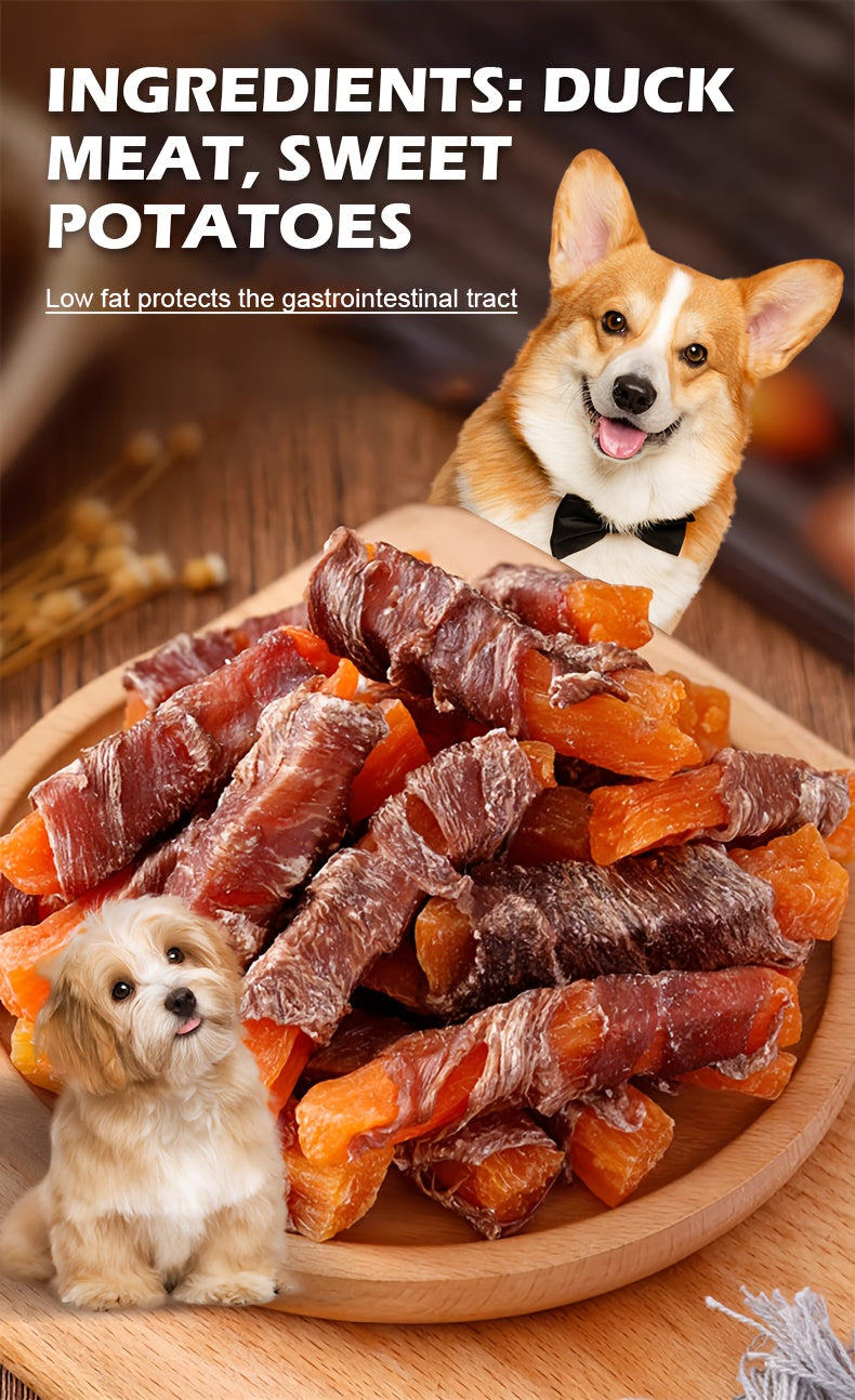Duck Wrapped Sweet Potato Dog Treats, 5.29 oz Chewy Dog Chew Sticks for Daily Training Rewards and Snack Time for Small, Medium and Large Dogs