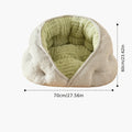 Wrap-Around Cat Bed in Green, Soft Fluffy Faux Fur Sleeping Cushion with Long Plush Texture for Cozy Indoor Lounging, Medium and Large Sizes