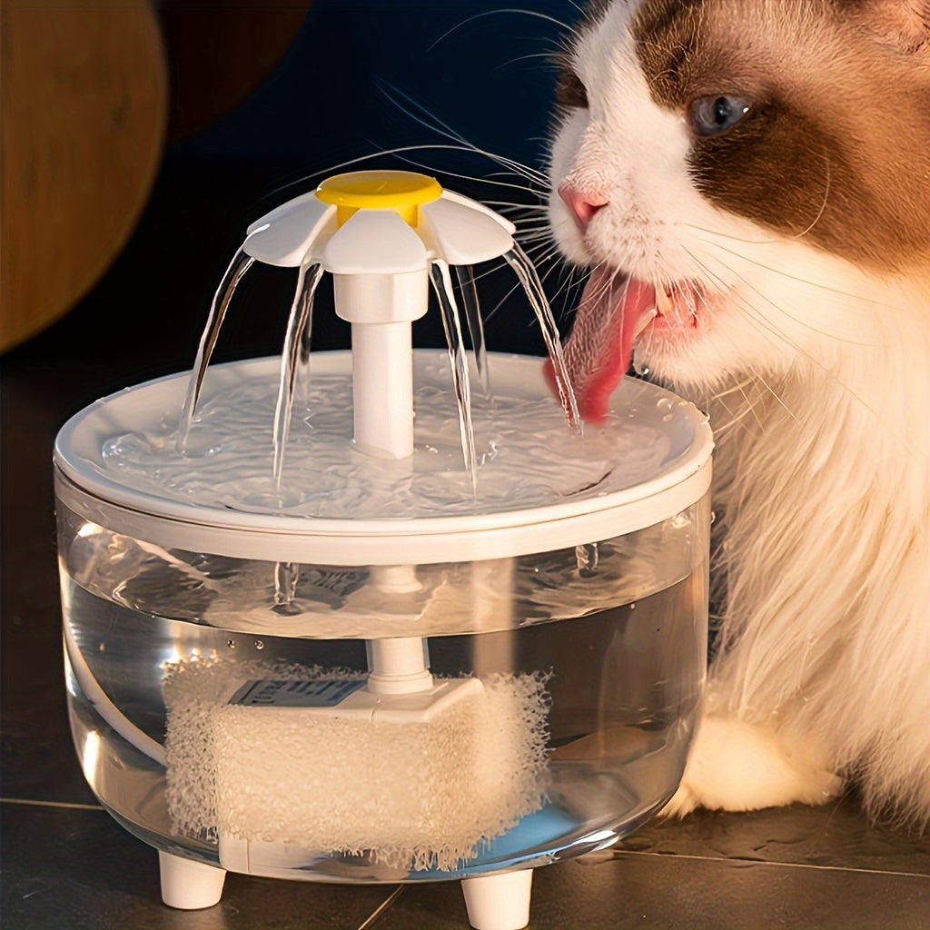 Cat Water Fountain 50.72 oz with USB Powered Quiet Pump, BPA-Free Easy-Clean Pet Drinking Dispenser with Feeder or Pump Set Options