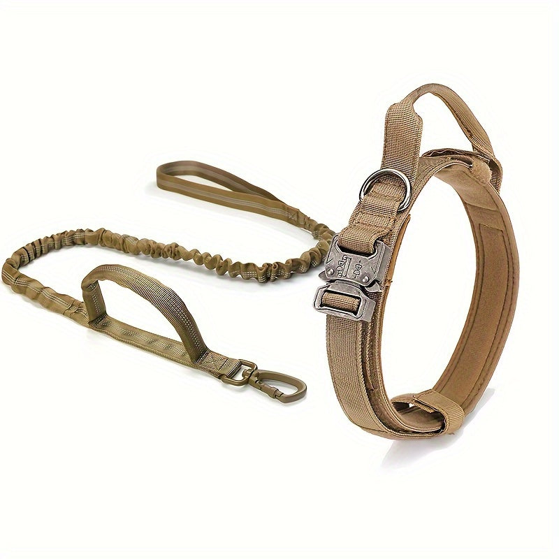 Heavy Duty Dog Collar and Leash Set with Control Handle, 1.5-Inch Padded Adjustable Nylon Collar for Medium and Large Dogs, Walking and Training