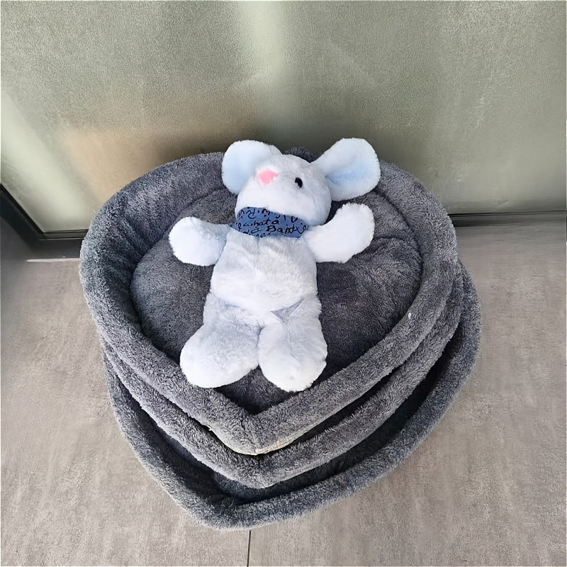 Heart-Shaped Dog Bed with Plush Fleece Lining, Medium Cozy Resting Bed for Puppies, Small Dogs and Cats up to 6.61 lb, No Assembly Required
