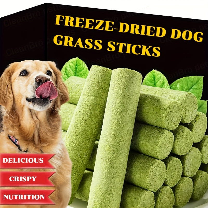 Freeze-Dried Dog Grass Chew Sticks, 15 Count Canine Treat Pack for Supervised Snack Time, Everyday Rewards and Dog Lover Gift Baskets