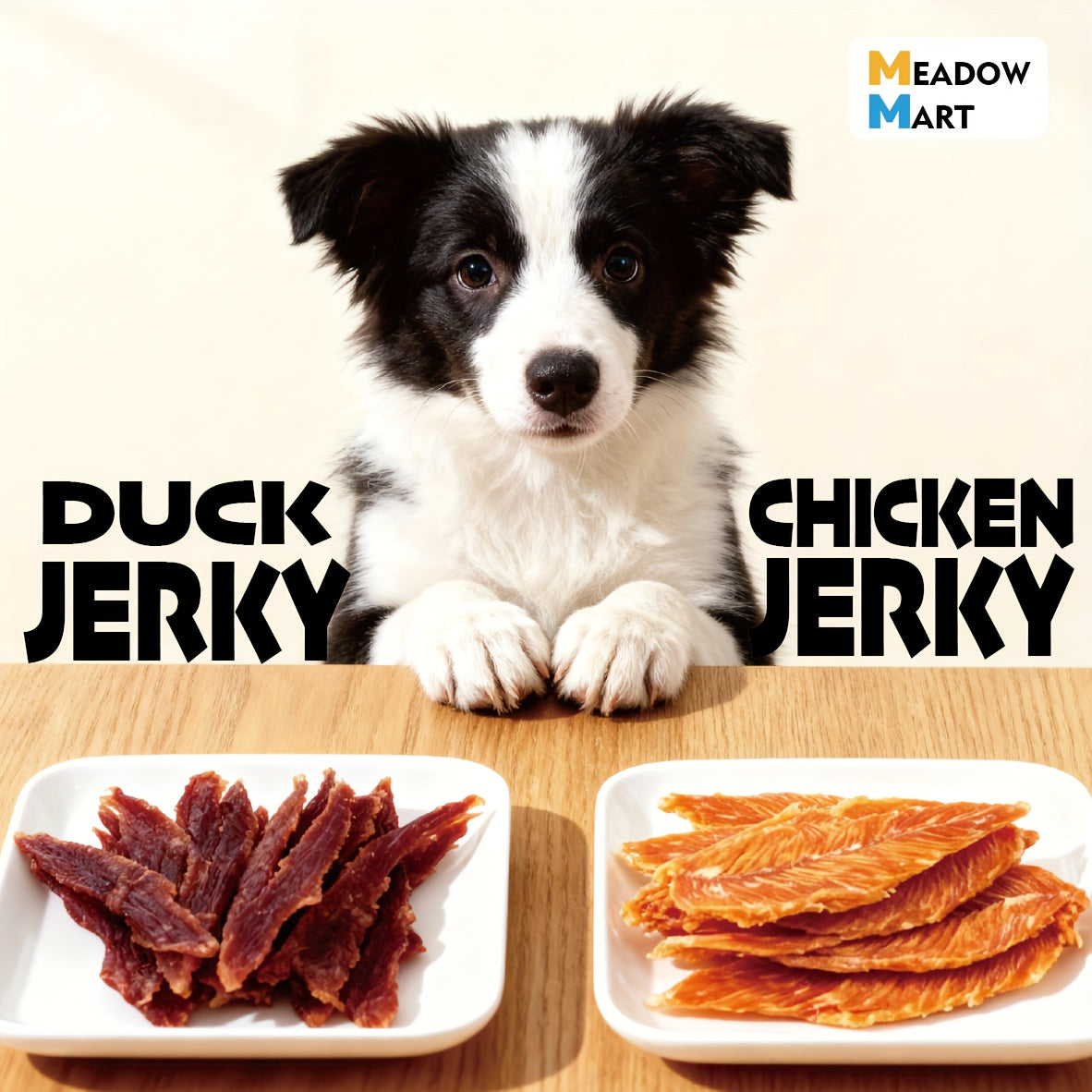 Dehydrated Chicken and Duck Dog Treats, Jerky Meat Strips in 100g, 300g or 600g Options for Supervised Training Rewards and Everyday Snacks