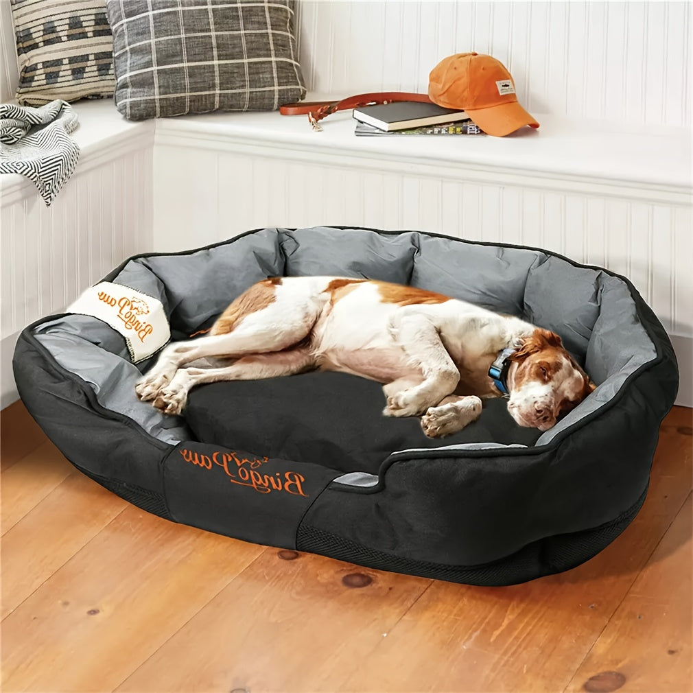 Bolster Dog Bed with Removable Washable Cover, 900D Oxford Cloth Pet Sofa with Thick PP Cotton Cushion and Non-Slip Base in Large, Extra Large and XXL