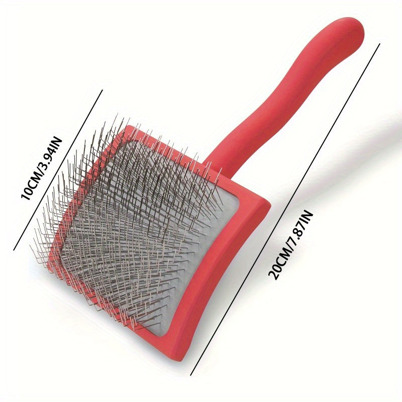 Dog Slicker Brush Set with Extra-Long Pins and Ergonomic Red Handle for Goldendoodles, Labradoodles and Poodles, Thick Coat Grooming and Loose Fur Care