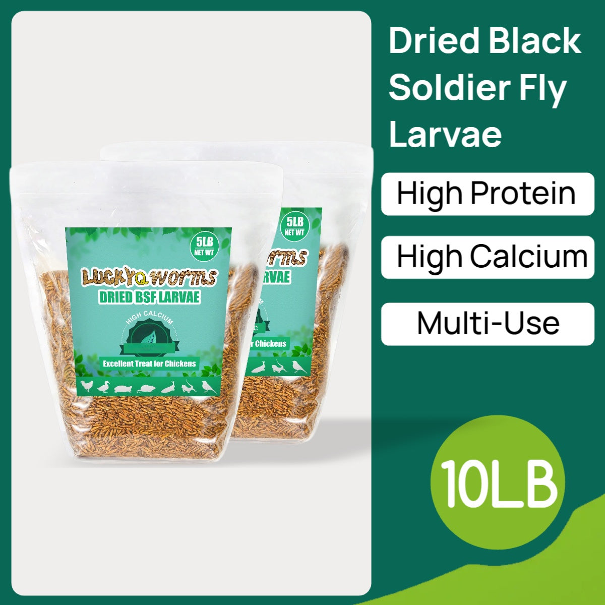 Bulk Chicken Grubs, Dried Black Soldier Fly Larvae Treats in 10, 20 or 40 lb Sizes for Backyard Chickens, Ducks and Quail Feeding Routines