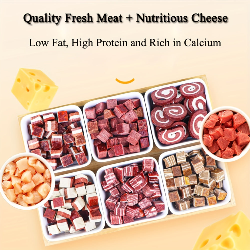 Diced Meat Dog Treats, Soft Chewy Training Reward Bites with Seven Flavor Options for Small, Medium and Large Dogs, 100g to 800g Packs