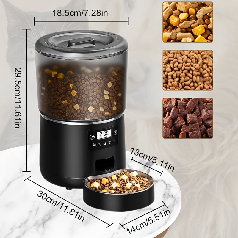 4L Automatic Pet Feeder by NPET, Cat and Dog Food Dispenser with Stainless Steel Bowl, USB or Battery Power and App or Camera Version Options