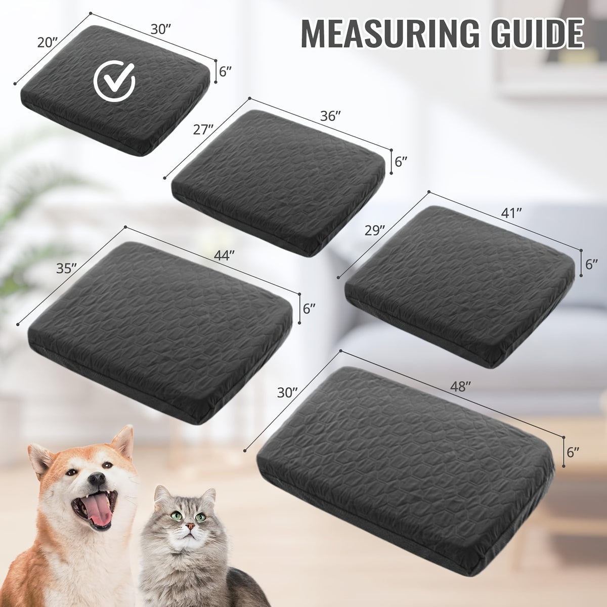 Quilted Dog Bed Cover 20.08 x 29.92 Inches, Elastic-Edge Argyle Pattern Pet Bedding Accessory in Coffee, Dark Gray, Peacock Blue or Burgundy