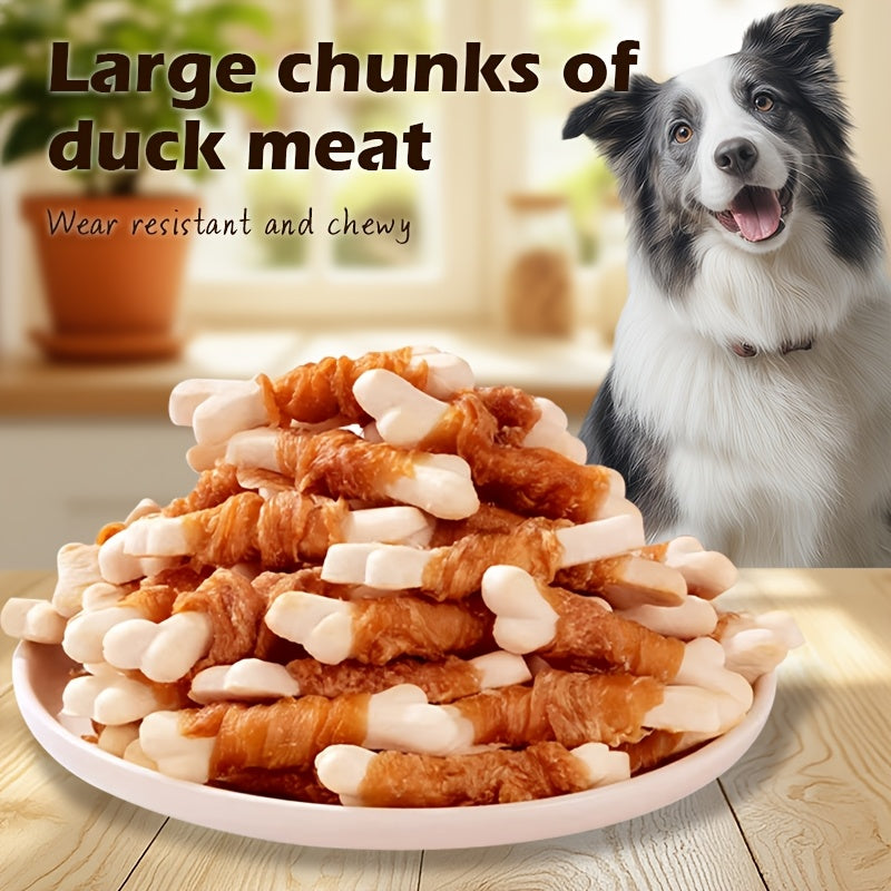 Calcium Bone Dog Chew Treats, 100g Dual Blend 2-in-1 Snacks with Listed Chicken, Duck and Cheese Flavors for Supervised Small and Medium Dog Rewards