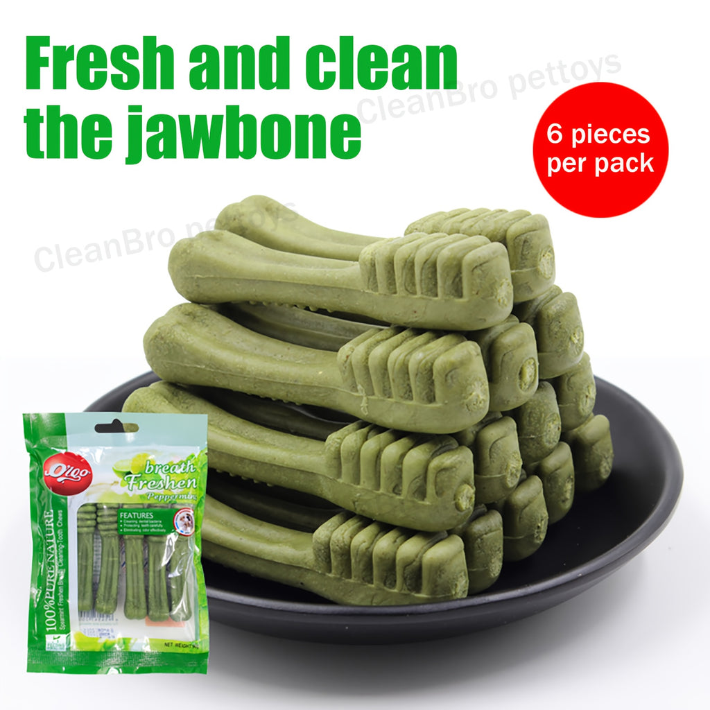 Dog Dental Chews Mint-Flavored Toothbrush Sticks for Medium Dogs 25-50 lbs, Textured Oral Care Treats in 6 or 10 Count Packs