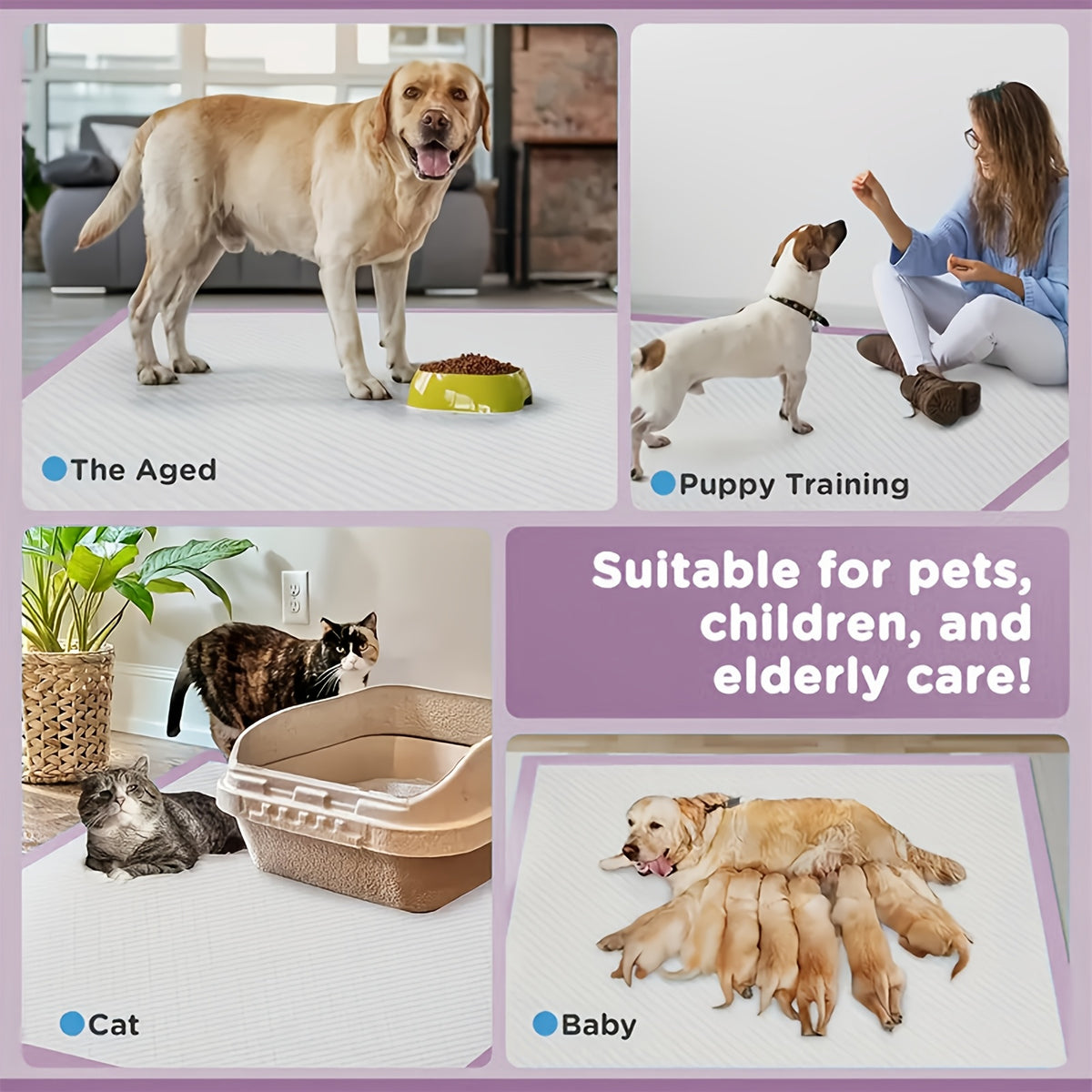 Dog Pee Pads 100 Count with Thickened 8-Layer Absorbent Design, Leak-Resistant Puppy Potty Training Mats for Indoor Pet Care, Random Colors