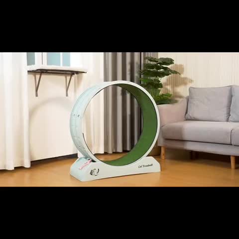 Cat Exercise Wheel with Security Lock and Replaceable Running Pad, Battery-Free Indoor Cat Treadmill with Wide Base, Green or Grey XXL